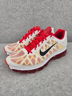 Nike Air Max Mens Size 13 White Red Wolf 2011 Sneakers Athletic
